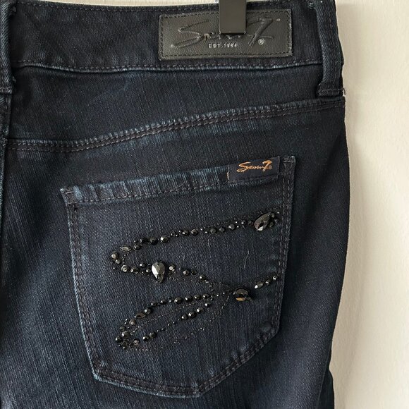 Seven7 Straight Leg Jeans Embroidered Rhinestone Back Pockets Size 6 Womens - Picture 5 of 9